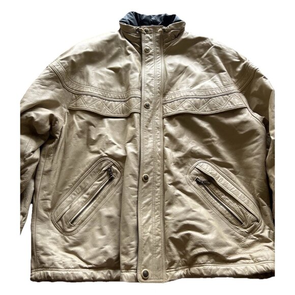 Vintage Wilsons Men’s Sz XL Leather Light Brown Leather Jacket Button Front RARE - Picture 1 of 16